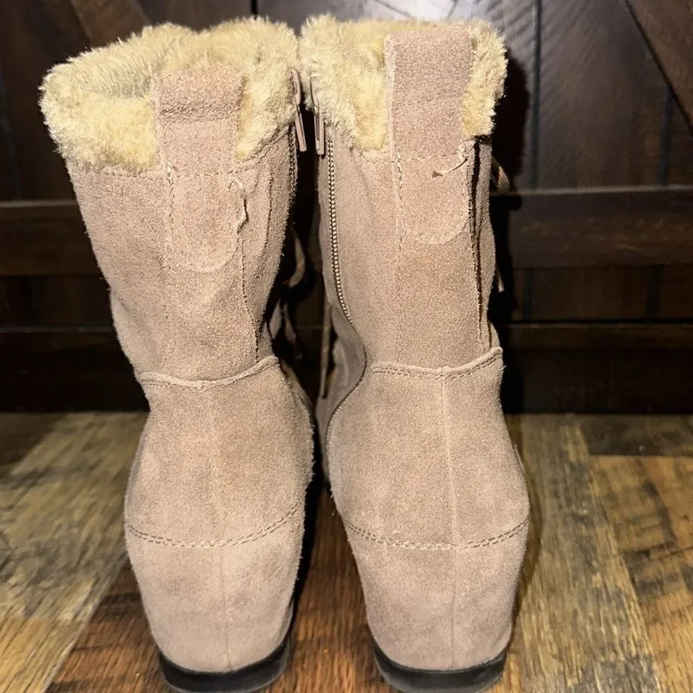 Batetraps Tan “Bonnie” Leather‎ Wedge Booties Size 11